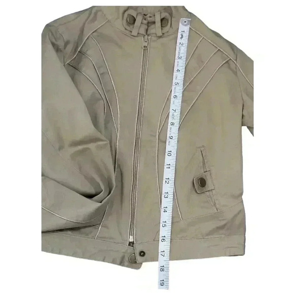 Vintage Retro Lipstick Beige Nude Moto Biker Warm Cotton Jacket Size Small - Picture 10 of 11